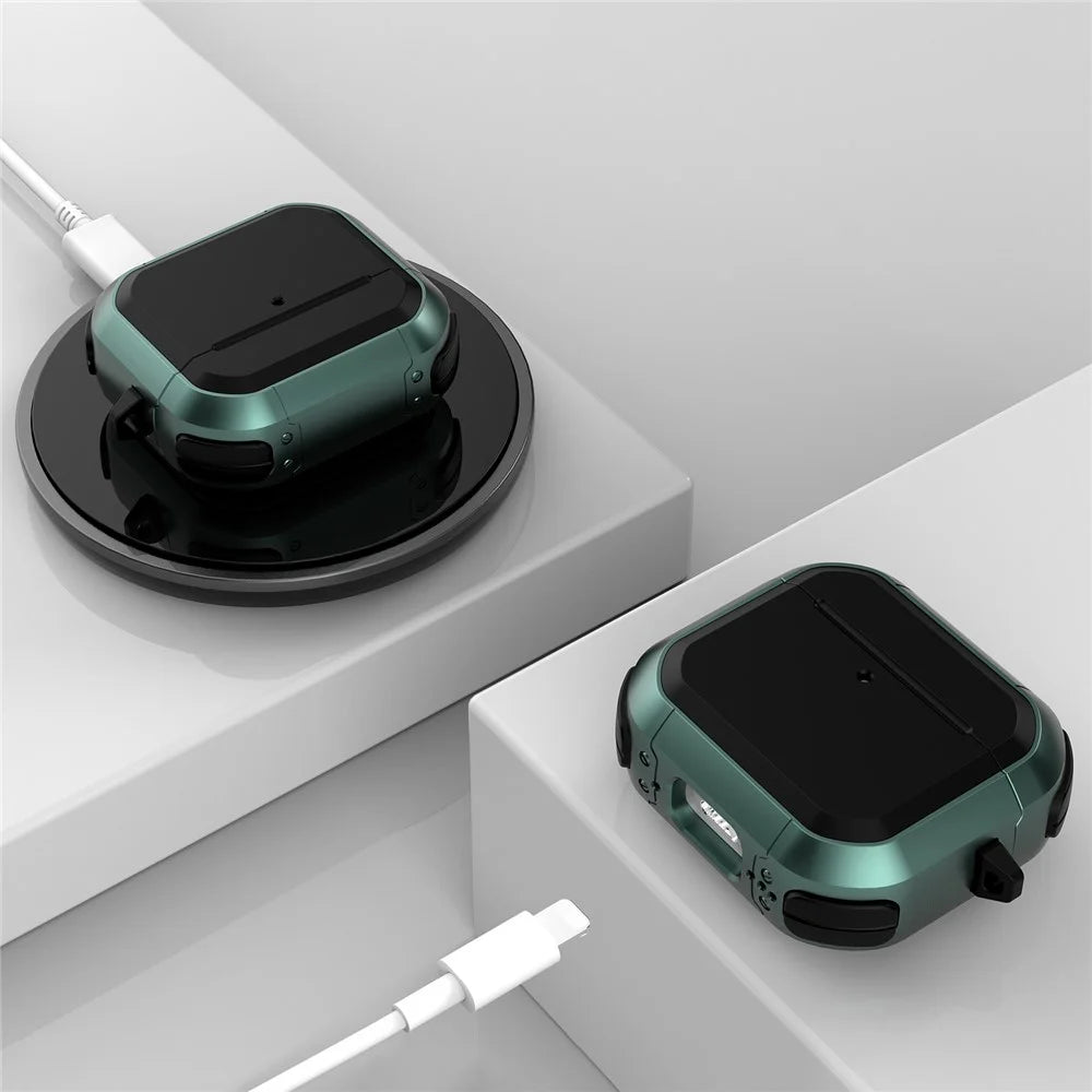 For AirPods 4 with ANC Protective Case TPU+PC Anti-Drop Earphone Cover with Carabiner - Green - 5