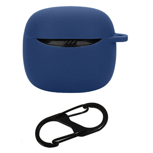 For JBL Tune Flex 2 Bluetooth-compatible Earphone Case Silicone Protective Cover with Hanging Buckle - Dark Blue - 1