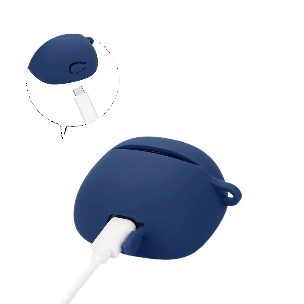 For JBL Tune Flex 2 Bluetooth-compatible Earphone Case Silicone Protective Cover with Hanging Buckle - Dark Blue - 4