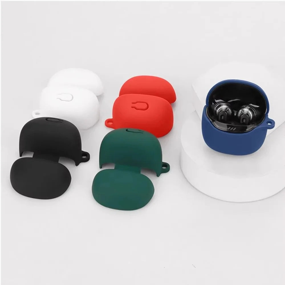 For JBL Tune Flex 2 Bluetooth-compatible Earphone Case Silicone Protective Cover with Hanging Buckle - Dark Blue - 7