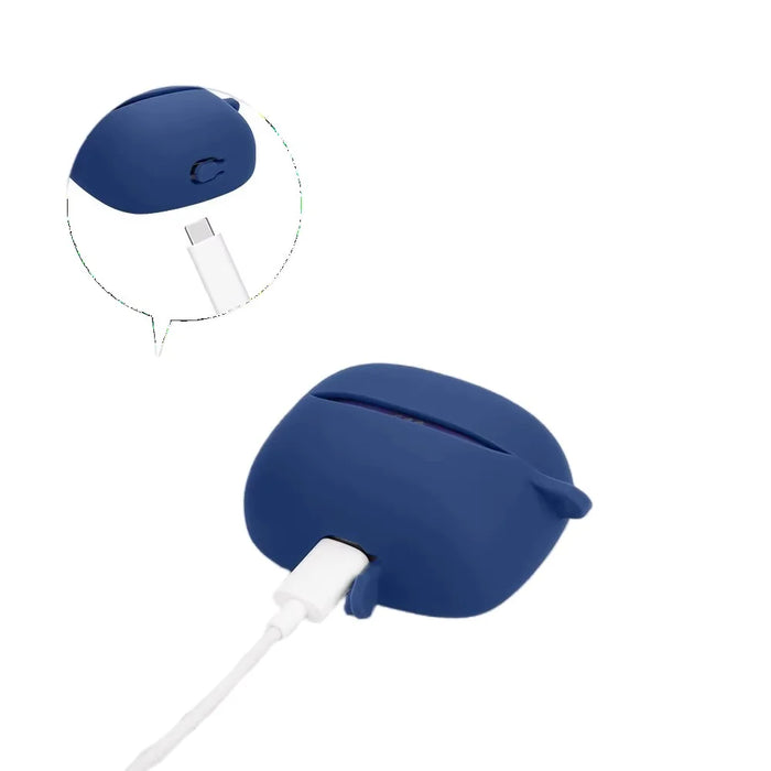 For JBL Tune Beam 2 Earphone Cover Soft Silicone Protective Case with Anti-Lost Buckle - Dark Blue - 4