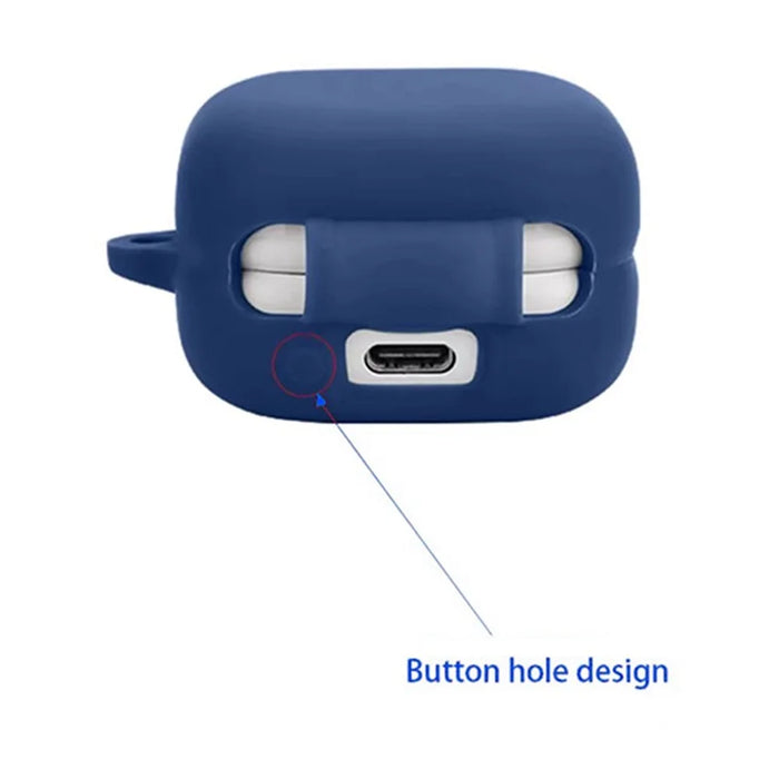 For Sony LinkBuds Open WF-L910 Case Bluetooth-compatible Earbud Silicone Cover with Anti-Lost Buckle - Midnight Blue - 5