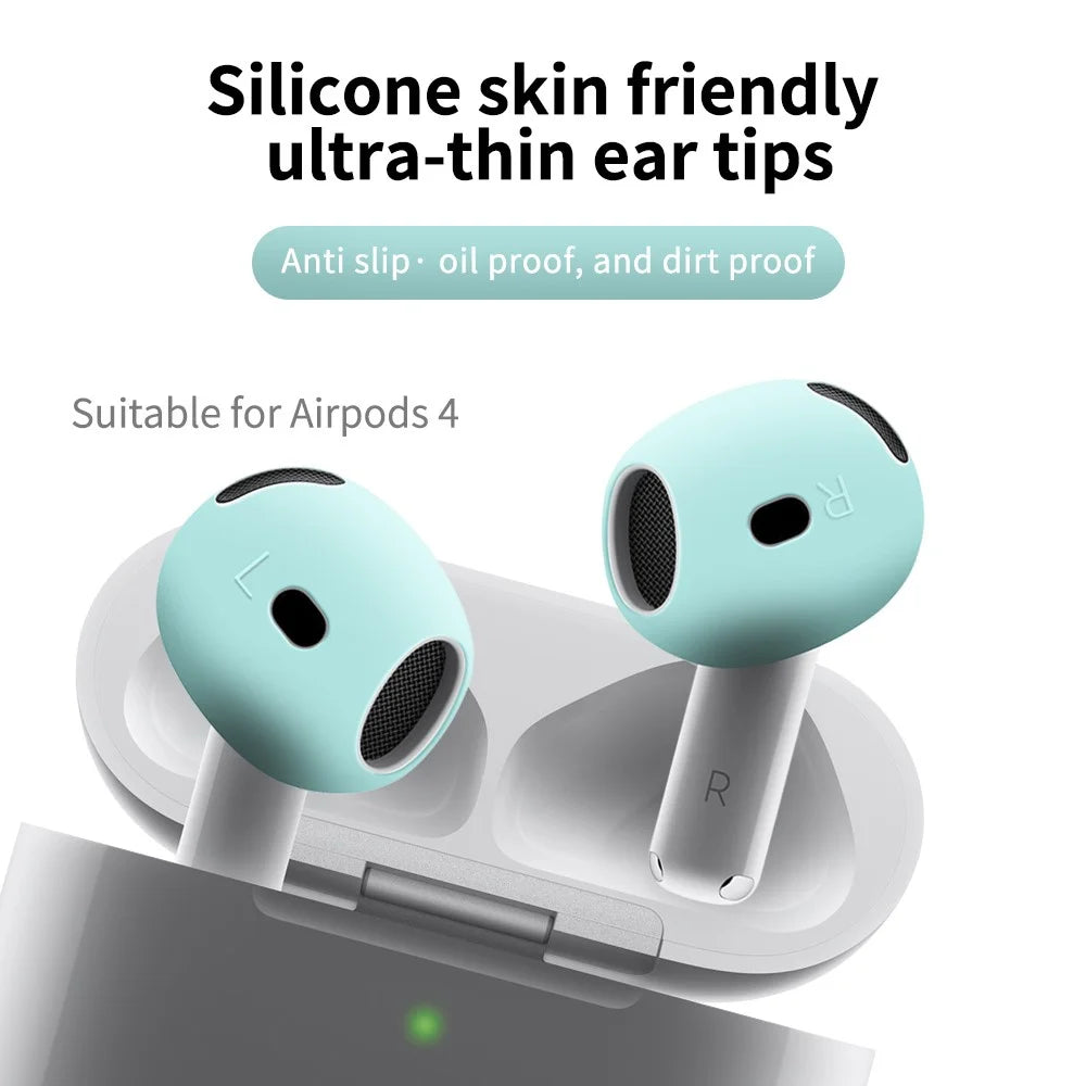 For AirPods 4 Earbuds Anti-Slip Silicone Cover Bluetooth-compatible Earphones Earmuffs Ear Tips - Black - 2