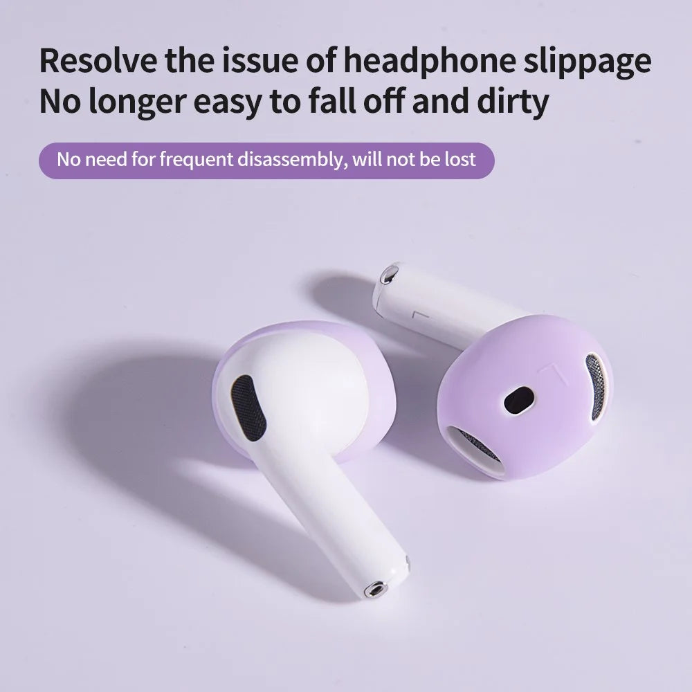 For AirPods 4 Earbuds Anti-Slip Silicone Cover Bluetooth-compatible Earphones Earmuffs Ear Tips - Black - 5