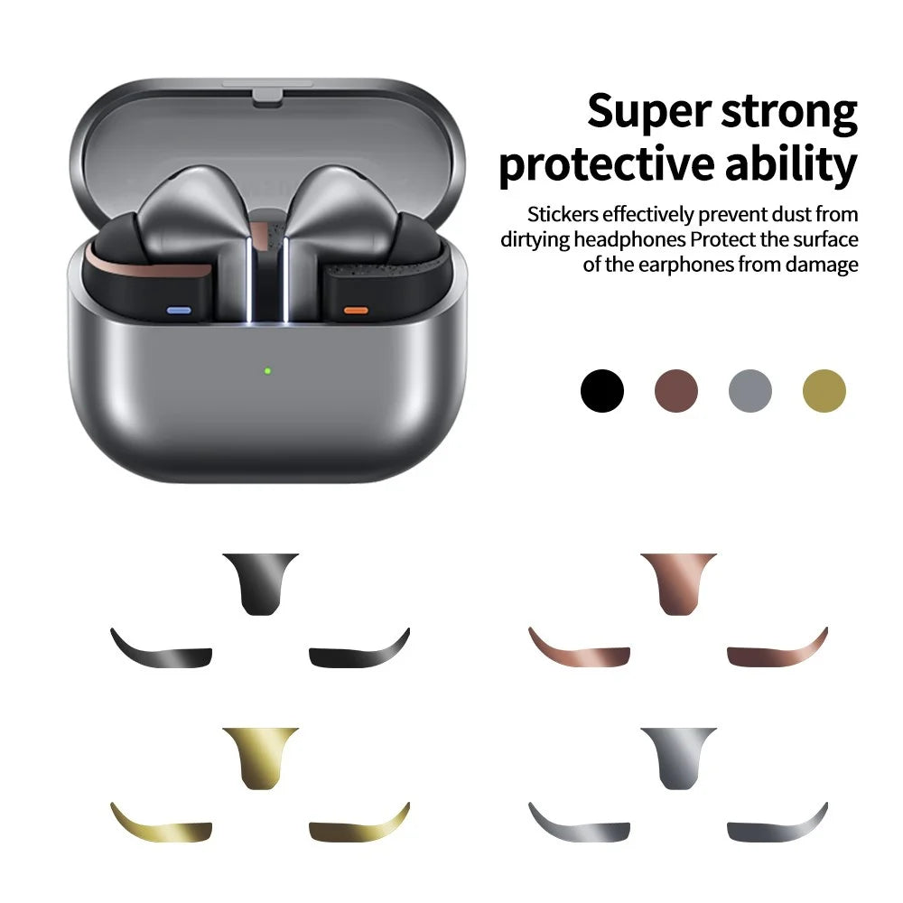 For Samsung Galaxy Buds3 Pro Charging Case Metal Sticker Decorative Protective Skin - Black - 2