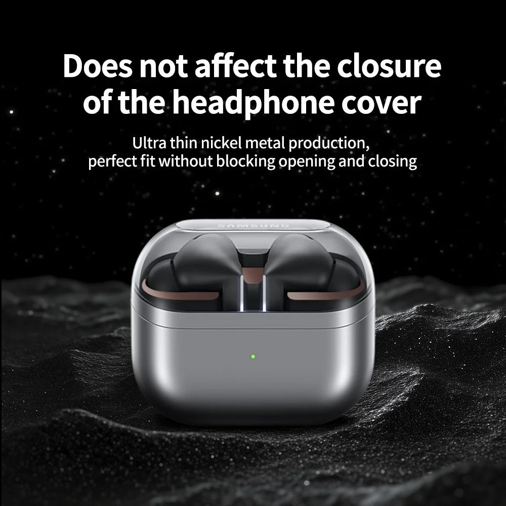 For Samsung Galaxy Buds3 Pro Charging Case Metal Sticker Decorative Protective Skin - Black - 6
