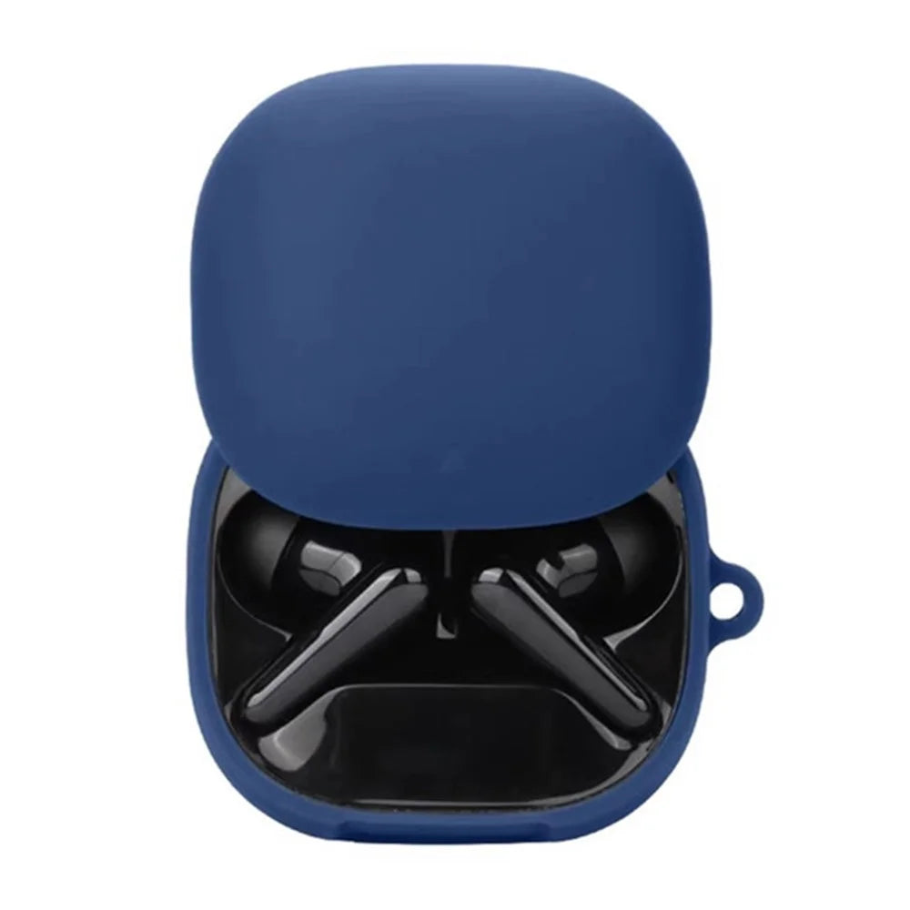 For Anker Soundcore Liberty 4 Pro Bluetooth-compatible Earphones Case Silicone Cover with Anti-Lost Buckle - Dark Blue - 2