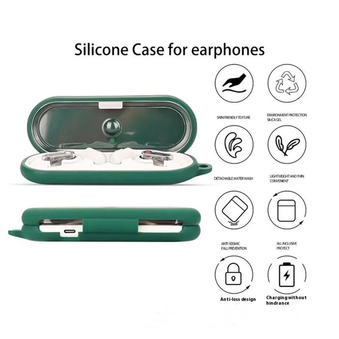 For Nothing Ear (Open) Bluetooth-compatible Earphones Case Silicone Cover with Anti-Lost Buckle - Dark Blue - 4