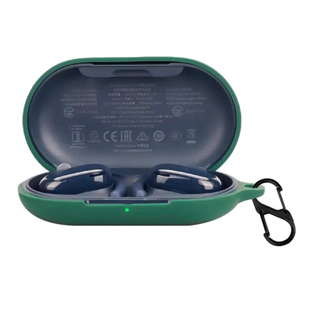 For Anker Soundcore V20i Bluetooth-compatible Earphones Case Silicone Cover with Anti-Lost Buckle - Blackish Green - 2