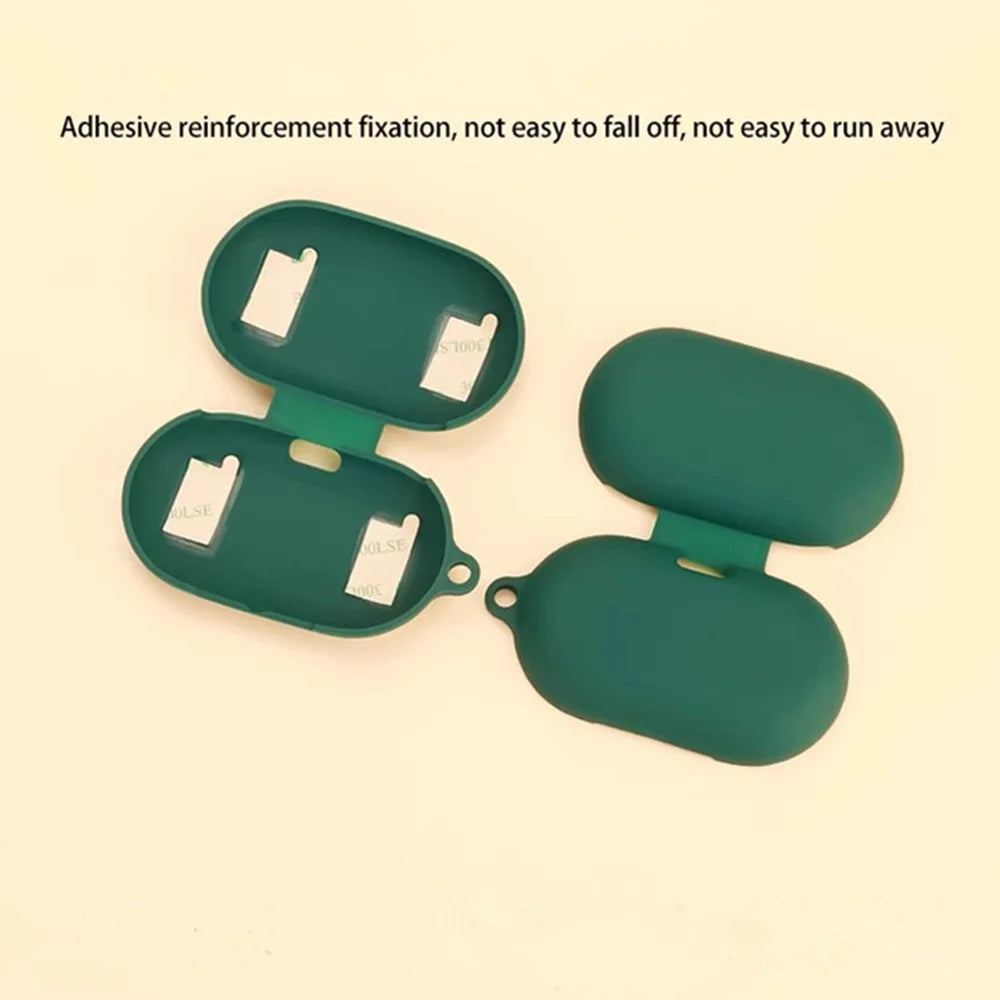 For Anker Soundcore V20i Bluetooth-compatible Earphones Case Silicone Cover with Anti-Lost Buckle - Blackish Green - 6