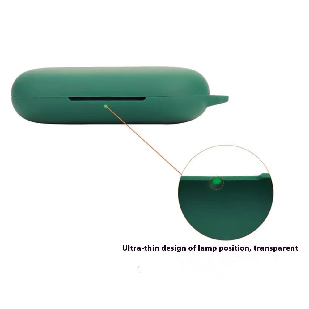 For Anker Soundcore V20i Bluetooth-compatible Earphones Case Silicone Cover with Anti-Lost Buckle - Blackish Green - 7