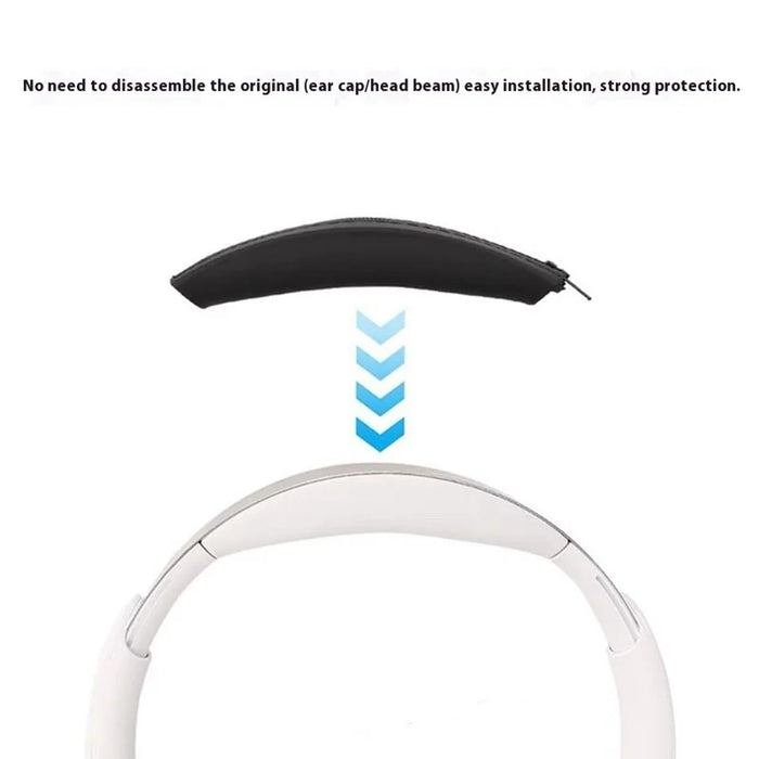 For Anker Soundcore Space Q45 Silicone Head Beam Cover Zipper Headband Protective Sleeve - Black - 2