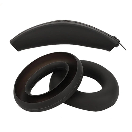 For Anker Soundcore Space Q45 Headphone Silicone Earpad Cushion Cover + Headband Sleeve - Black - 1