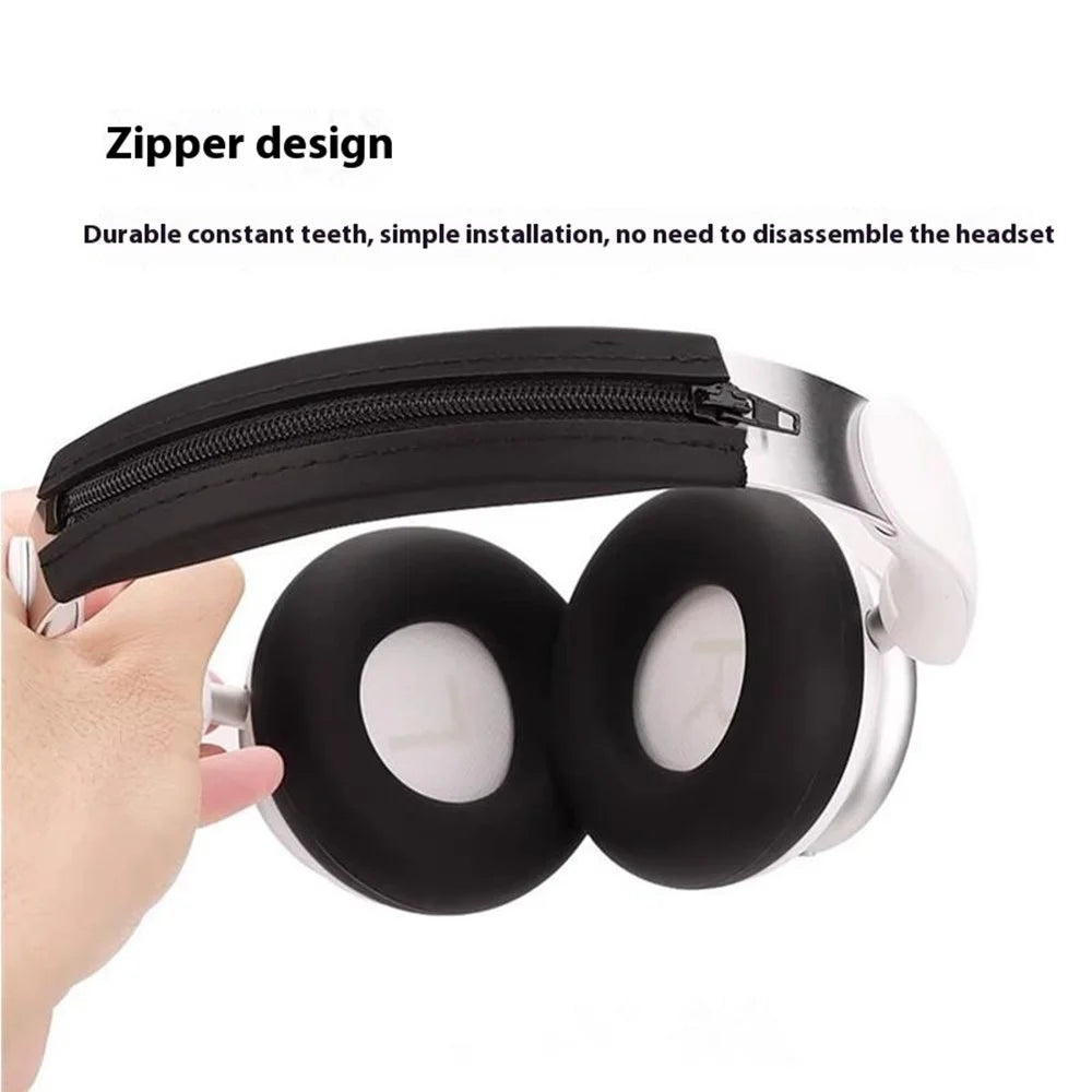For Anker Soundcore Space Q45 Headphone Silicone Earpad Cushion Cover + Headband Sleeve - Black - 2