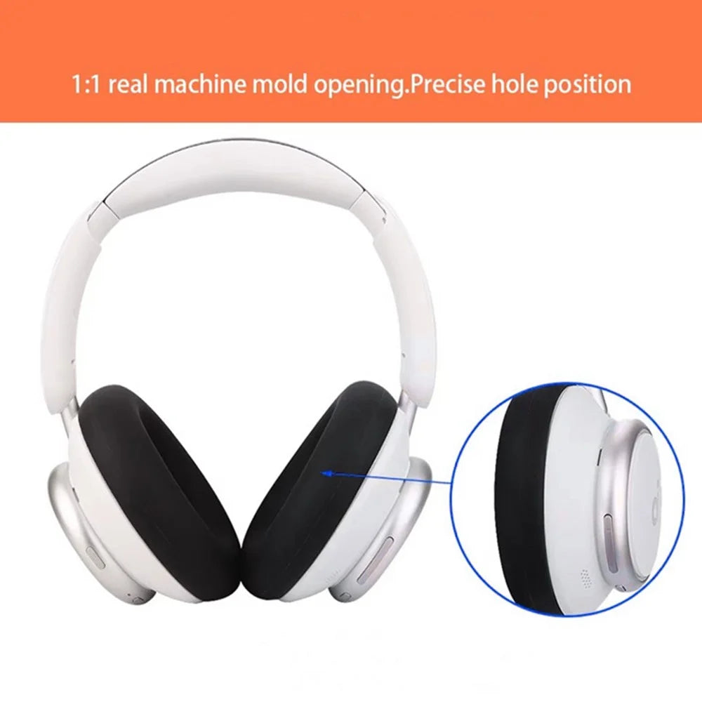 For Anker Soundcore Space Q45 Headphone Silicone Earpad Cushion Cover + Headband Sleeve - Black - 3