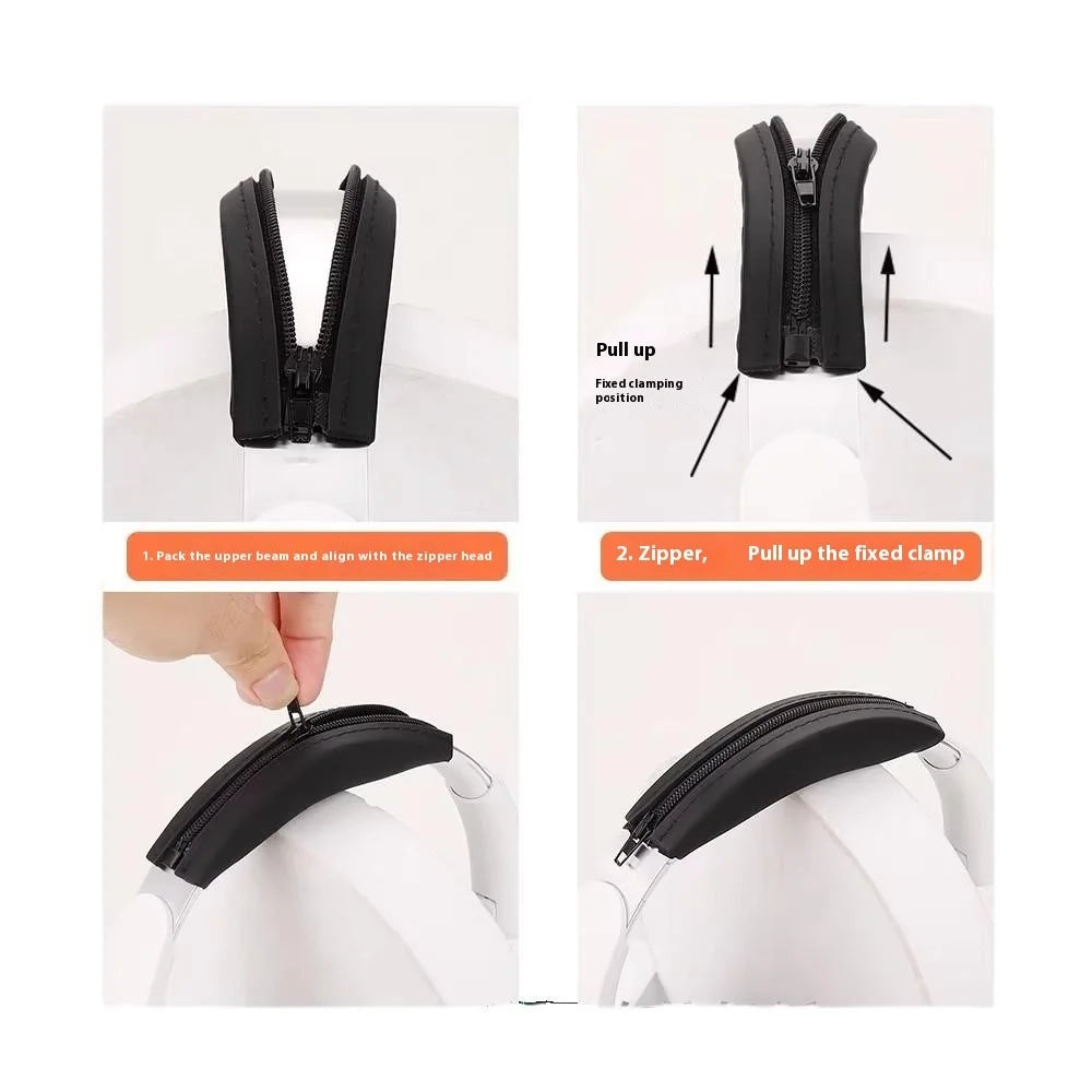For Anker Soundcore Space Q45 Headphone Silicone Earpad Cushion Cover + Headband Sleeve - Black - 6