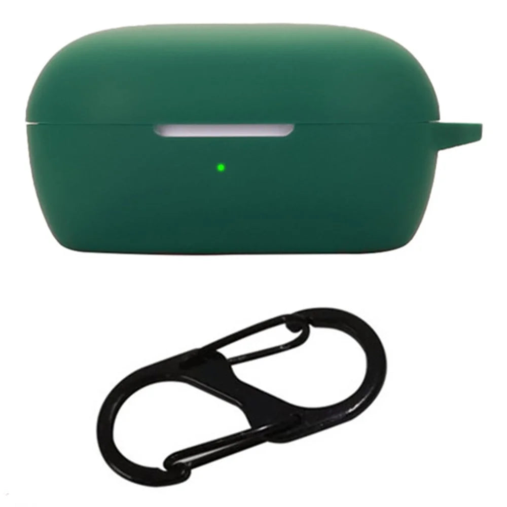 For Bose Quietcomfort Bluetooth-compatible Earphones Case Silicone Cover with Anti-Lost Buckle - Blackish Green - 1
