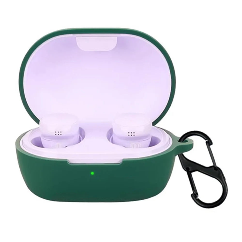 For Bose Quietcomfort Bluetooth-compatible Earphones Case Silicone Cover with Anti-Lost Buckle - Blackish Green - 2