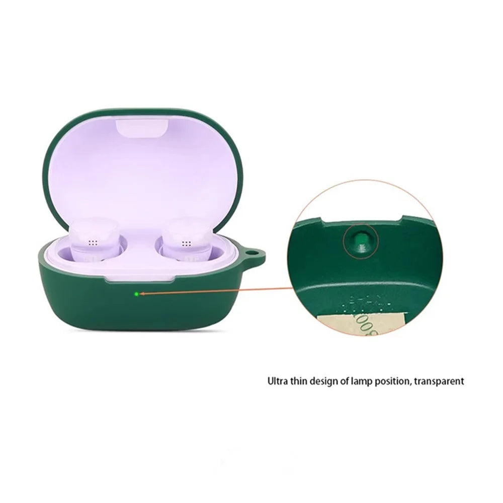 For Bose Quietcomfort Bluetooth-compatible Earphones Case Silicone Cover with Anti-Lost Buckle - Blackish Green - 5