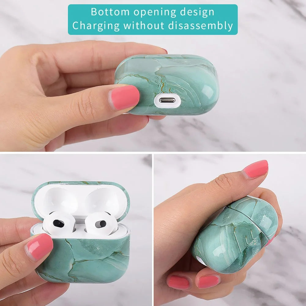 For AirPods 4 Protective Case Marble Pattern Anti-Drop Hard PC Earphone Charging Box Cover - S09 - 3