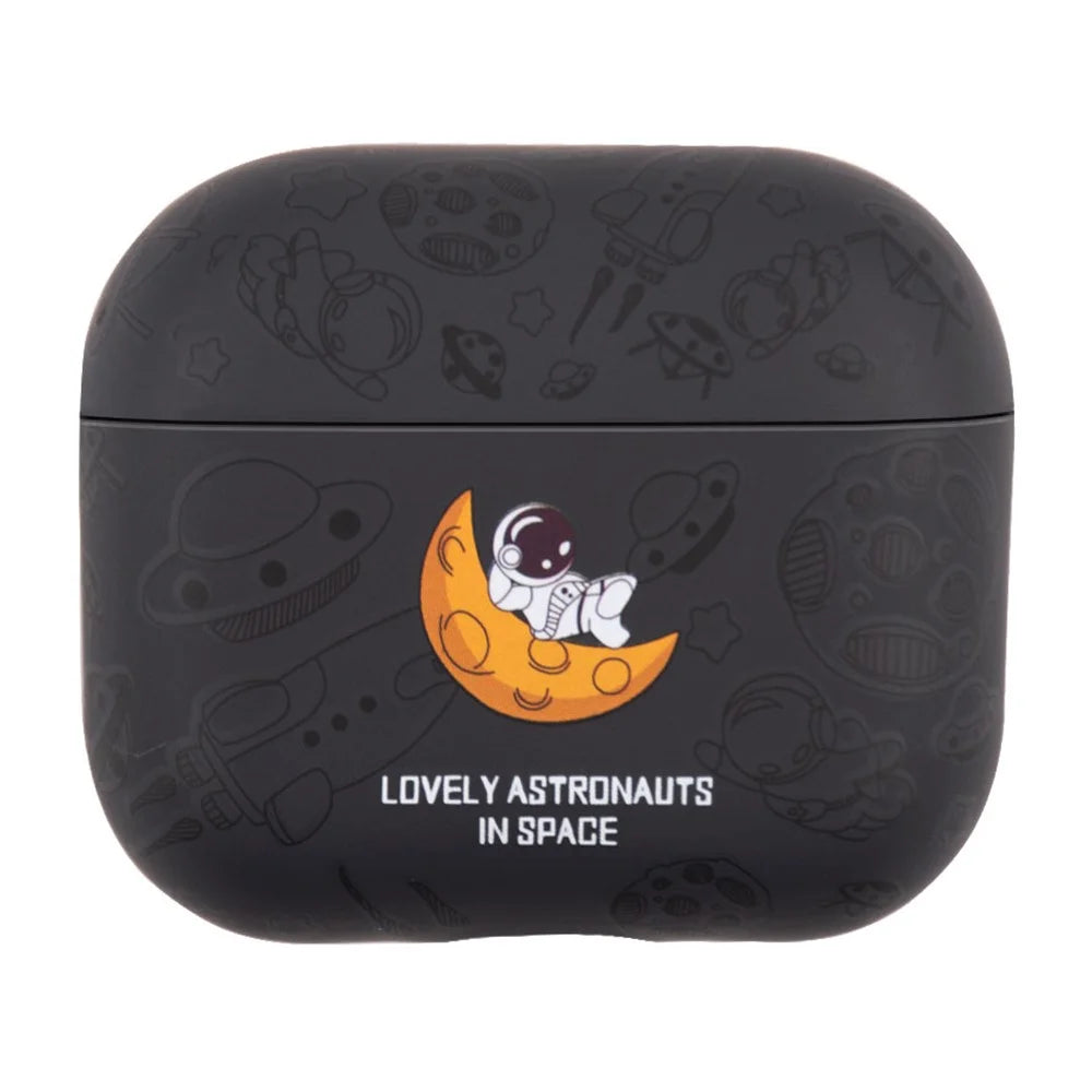 For AirPods 4 TPU Case Earphone Charging Box Water Transfer Printing Protective Cover - Black Astronaut - 1