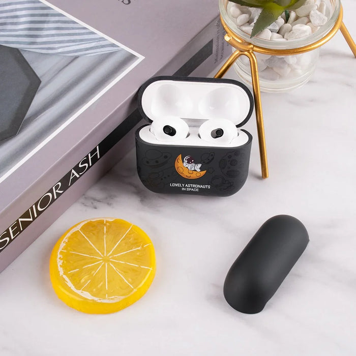 For AirPods 4 TPU Case Earphone Charging Box Water Transfer Printing Protective Cover - Black Astronaut - 2
