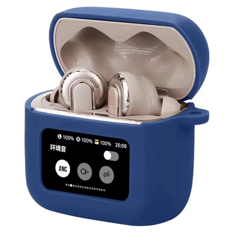 For JBL Tour Pro 3 Bluetooth-compatible Earphones Case Soft Silicone Cover with Anti-Lost Buckle - Dark Blue - 2