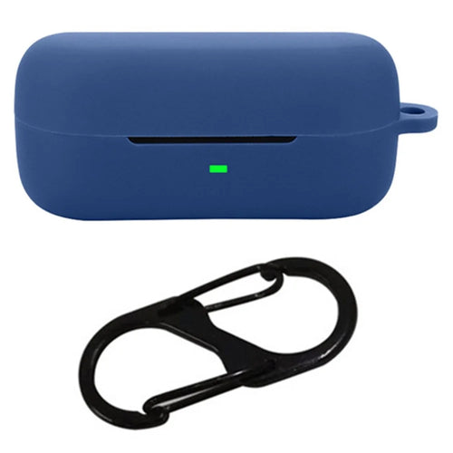 For Sony WF-C510 Bluetooth-compatible Earphones Case Soft Silicone Cover with Anti-Lost Buckle - Dark Blue - 1