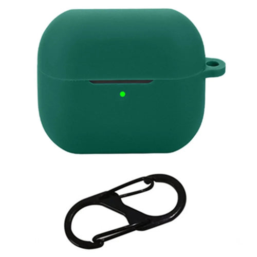 For Samsung Galaxy Buds3 Pro Bluetooth-compatible Earphones Case Soft Silicone Cover with Anti-Lost Buckle - Blackish Green - 1