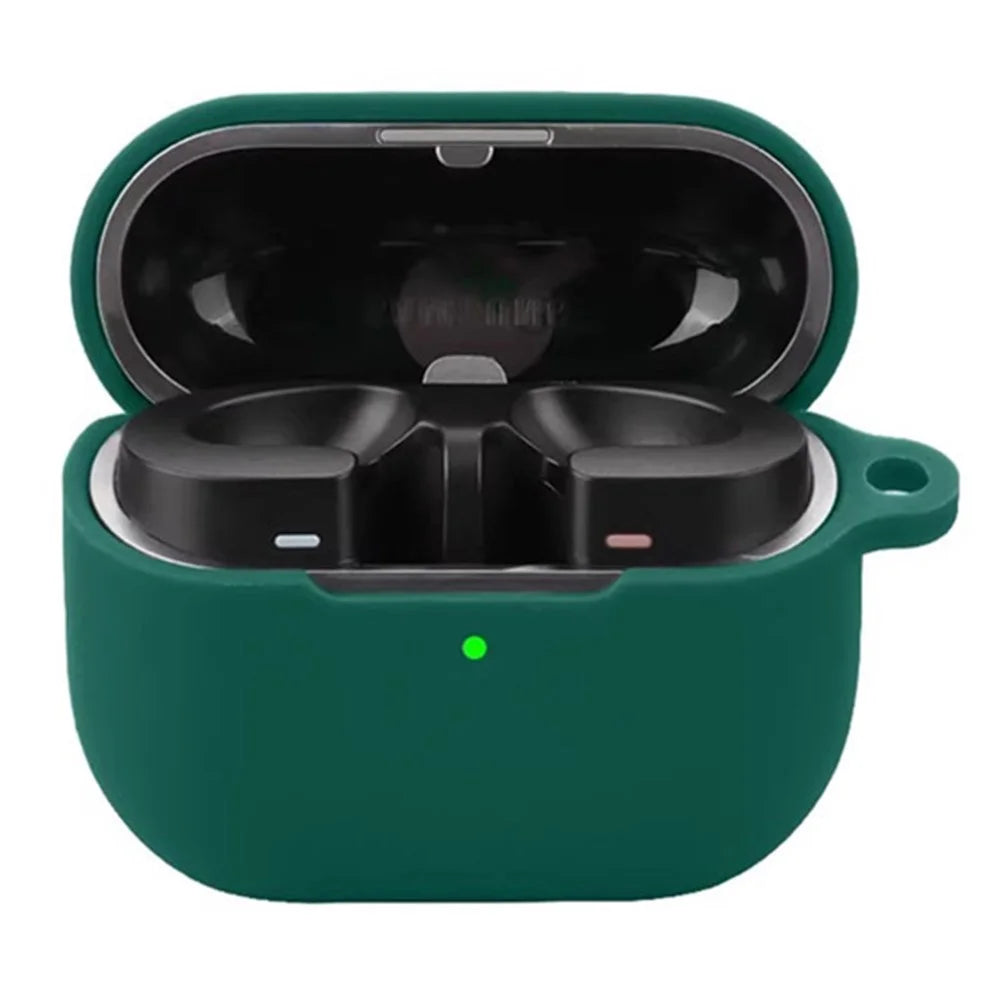 For Samsung Galaxy Buds3 Pro Bluetooth-compatible Earphones Case Soft Silicone Cover with Anti-Lost Buckle - Blackish Green - 2
