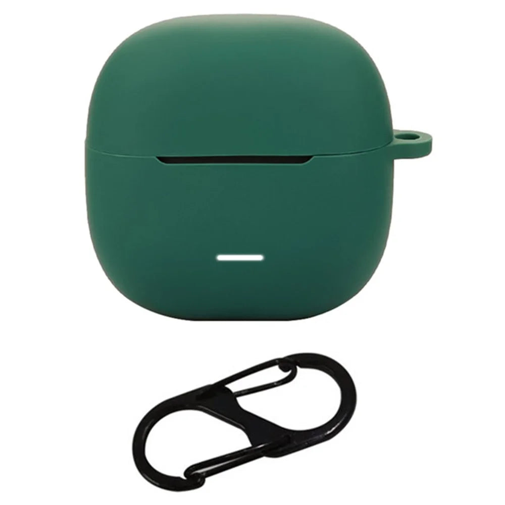 For Xiaomi Redmi Buds 6 Lite Silicone Case Protective Cover With Carabiner - Blackish Green - 1