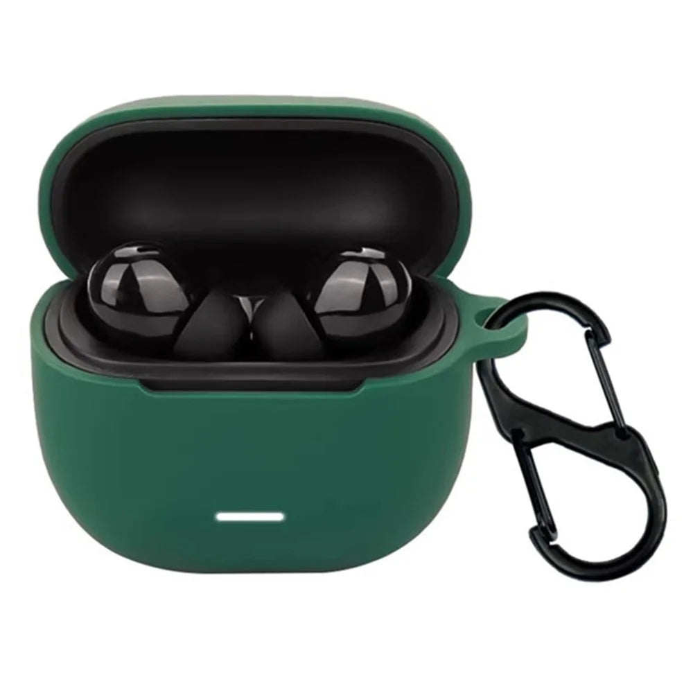 For Xiaomi Redmi Buds 6 Lite Silicone Case Protective Cover With Carabiner - Blackish Green - 2