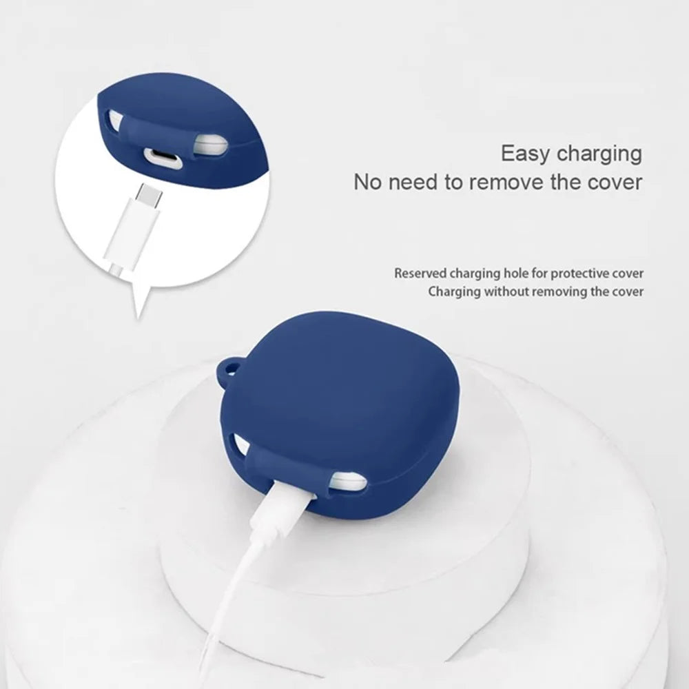 For Xiaomi Redmi Buds 6 Play Bluetooth-compatible Earphones Case Soft Silicone Cover with Anti-Lost Buckle - Dark Blue - 4