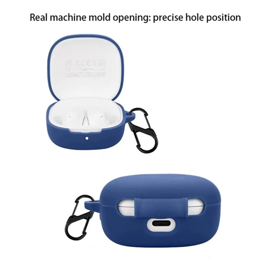 For Xiaomi Redmi Buds 6 Play Bluetooth-compatible Earphones Case Soft Silicone Cover with Anti-Lost Buckle - Dark Blue - 5