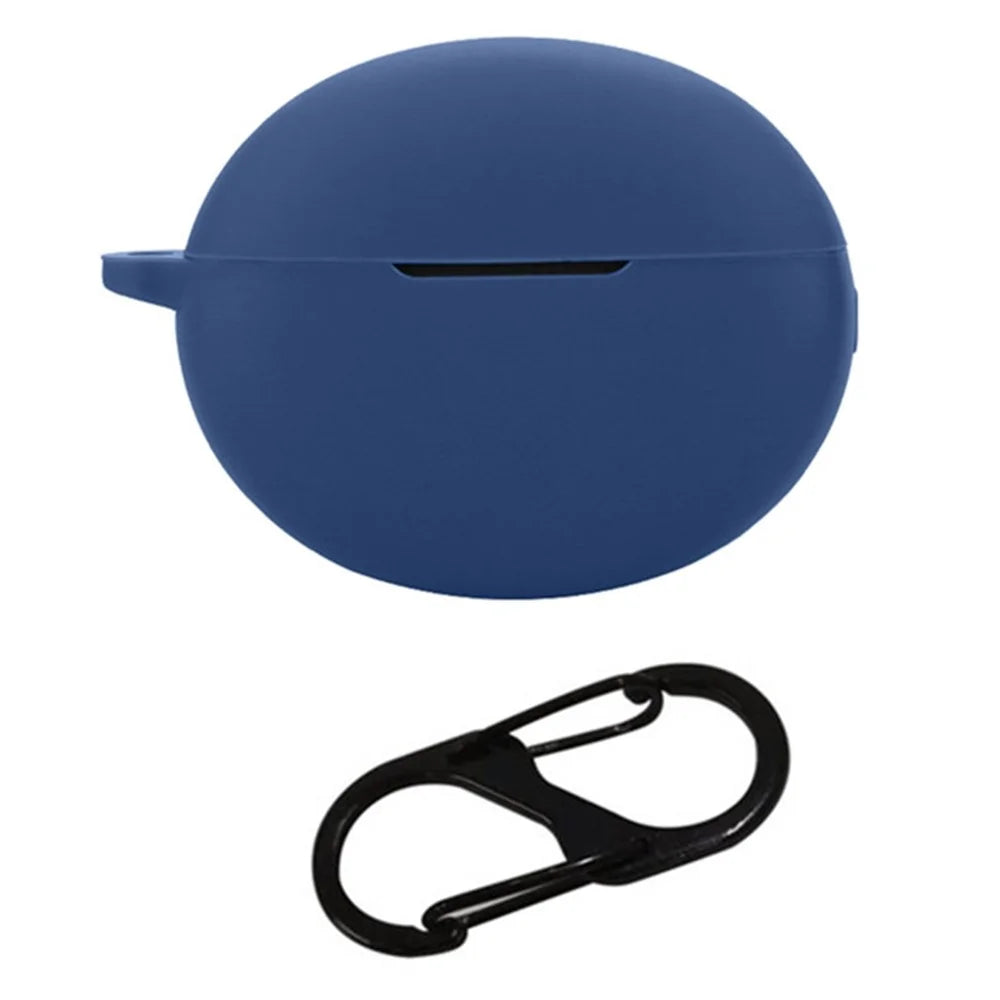For Oppo Enco X3 Charging Case Cover Bluetooth-compatible Earbuds Soft Silicone Cover with Anti Lost Buckle - Dark Blue - 1