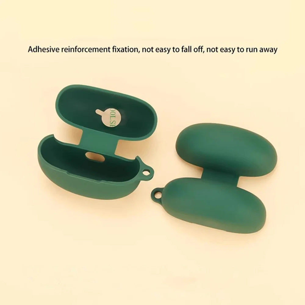 For QCY Crossky C30S / C30 Bluetooth-compatible Earphones Case Soft Silicone Cover with Anti-Lost Buckle - Blackish Green - 6