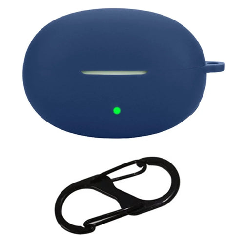 For Edifier Lolliclip Bluetooth-compatible Earphones Case Soft Silicone Cover with Anti-Lost Buckle - Dark Blue - 1