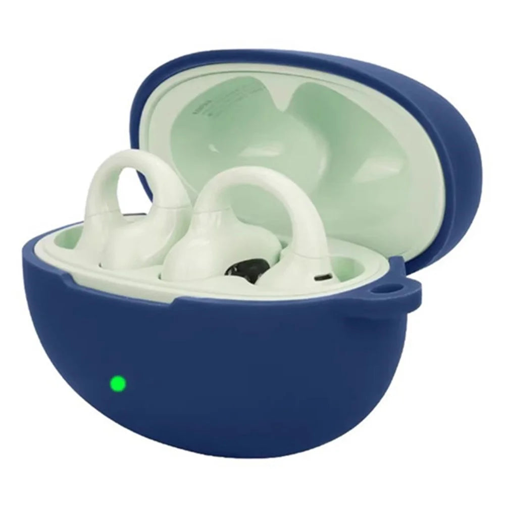 For Edifier Lolliclip Bluetooth-compatible Earphones Case Soft Silicone Cover with Anti-Lost Buckle - Dark Blue - 2