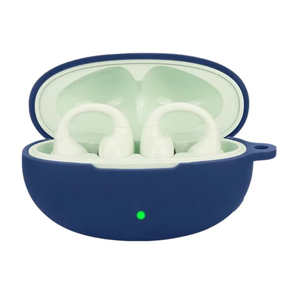 For Edifier Lolliclip Bluetooth-compatible Earphones Case Soft Silicone Cover with Anti-Lost Buckle - Dark Blue - 3