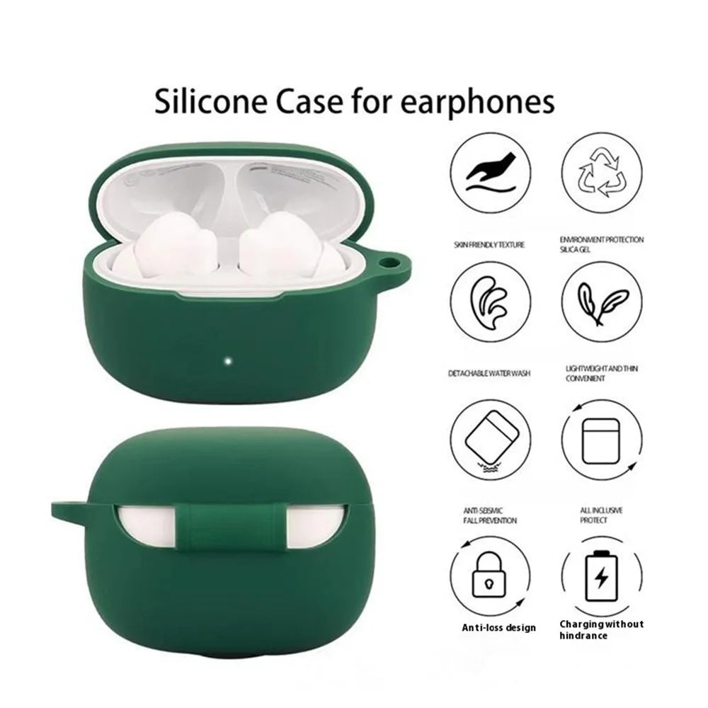 For Honor Choice LCHSE X7 Lite Bluetooth-compatible Earphones Case Soft Silicone Cover with Anti-Lost Buckle - Blackish Green - 3