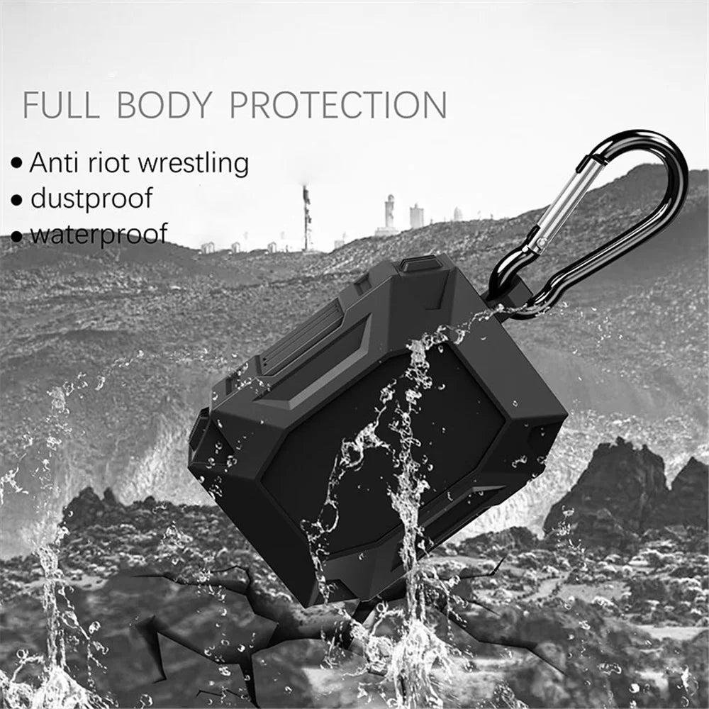 DIROSE A19 Drop Proof Protective Soft Skin Silicone Earphone Case Support Wireless Charging Case with Anti-Lost Ear Hook for AirPods Pro - Black - 3