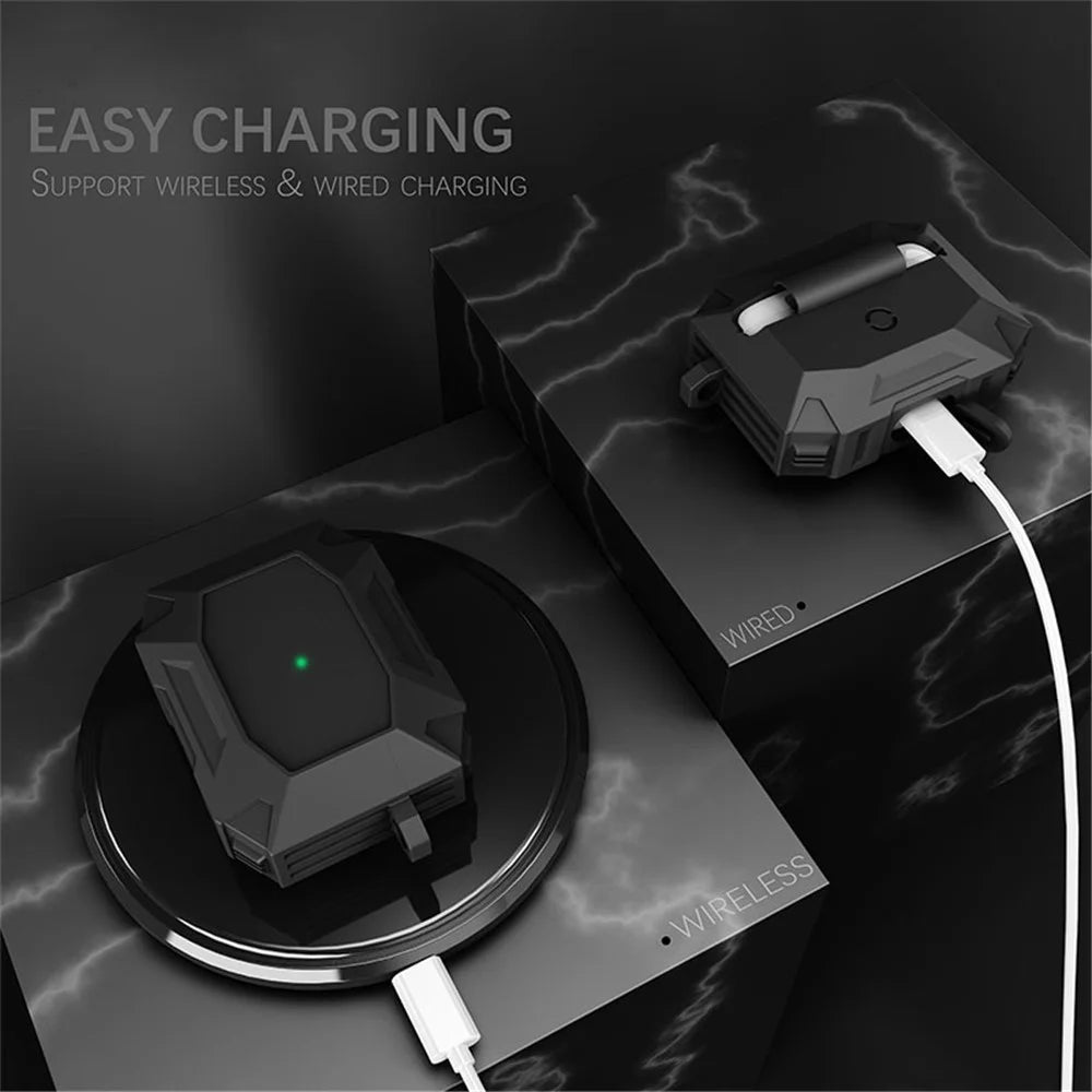 DIROSE A19 Drop Proof Protective Soft Skin Silicone Earphone Case Support Wireless Charging Case with Anti-Lost Ear Hook for AirPods Pro - Black - 4