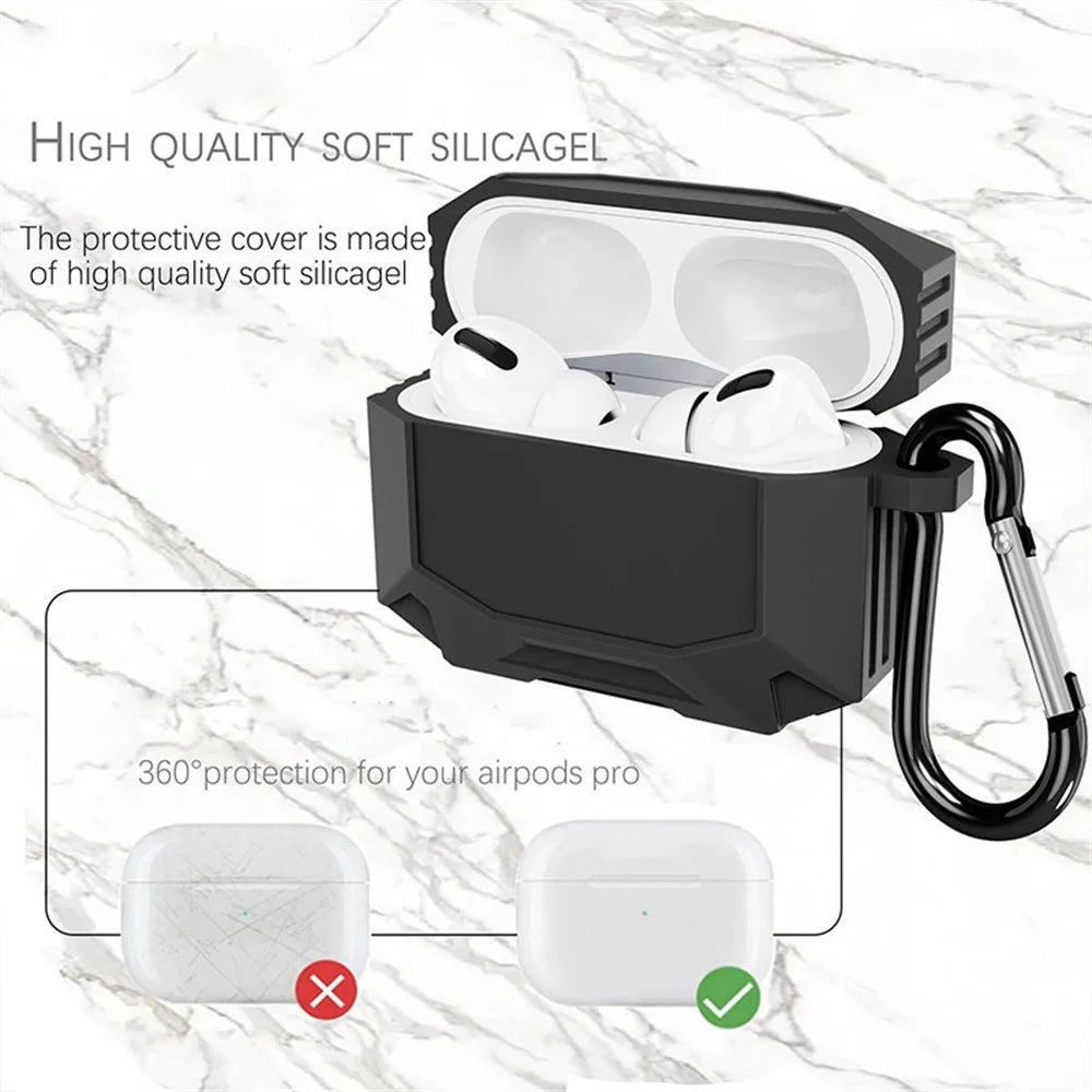 DIROSE A19 Drop Proof Protective Soft Skin Silicone Earphone Case Support Wireless Charging Case with Anti-Lost Ear Hook for AirPods Pro - Black - 6