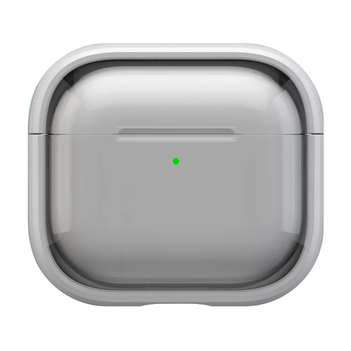 For AirPods 4 Case PC+TPU Bluetooth-compatible Earbud Cover Phone Stand with Carabiner - Transparent White - 1