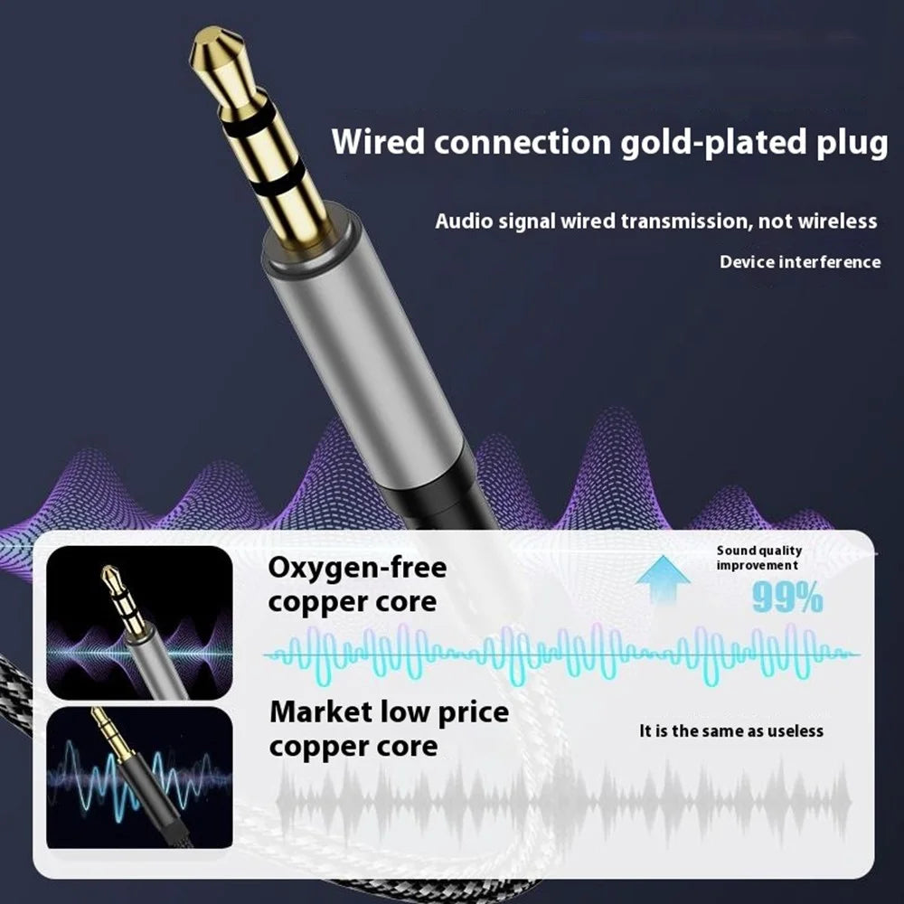iP + Type-C 2-in-1 Car Audio Cable 1m Plug and Play Nylon Braided Wire with 3.5mm Jack - Tarnish - 5