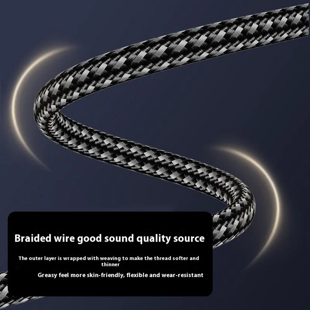 iP + Type-C 2-in-1 Car Audio Cable 1m Plug and Play Nylon Braided Wire with 3.5mm Jack - Tarnish - 6