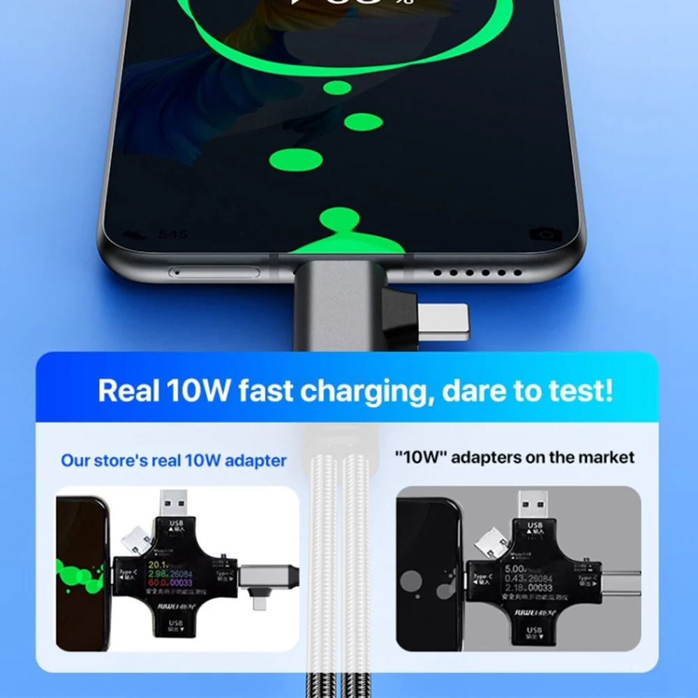 L-Shaped iP  /  USB-C to 3.5mm Female + Type-C Charging Cable Audio Charging Adapter - Tarnish - 6