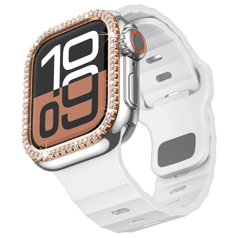 Fluorubber Watch Strap for Apple Watch Ultra 3 2 1 49mm / Series 11 10 46mm / 9 8 7 45mm / SE3 SE2 SE 6 5 4 44mm / 3 2 1 42mm Wave Band - White - 2