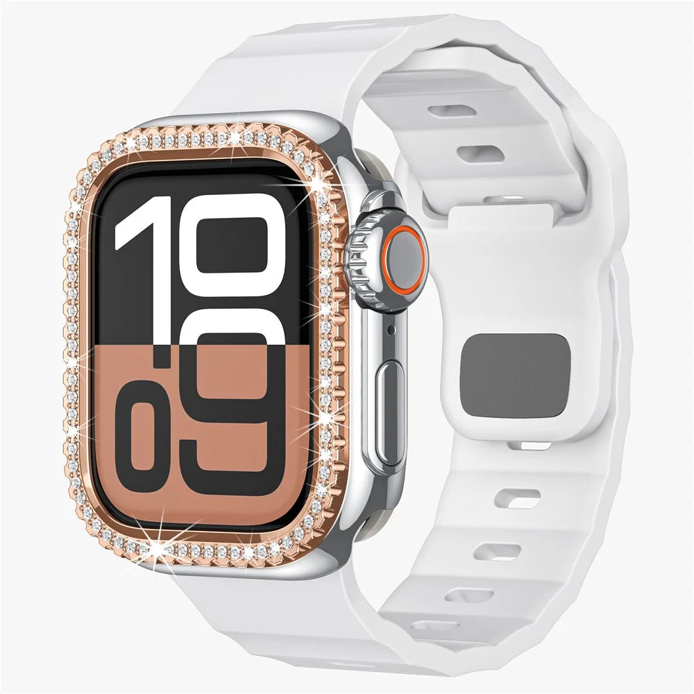 Fluorubber Watch Strap for Apple Watch Ultra 3 2 1 49mm / Series 11 10 46mm / 9 8 7 45mm / SE3 SE2 SE 6 5 4 44mm / 3 2 1 42mm Wave Band - White - 4