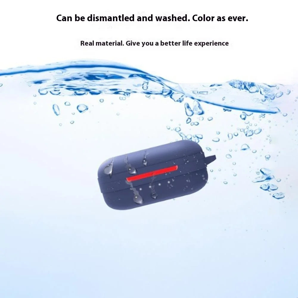 For TOZO NC9 Case Bluetooth-compatible Earphones Soft Silicone Cover with Anti-Lost Buckle - Dark Blue - 4
